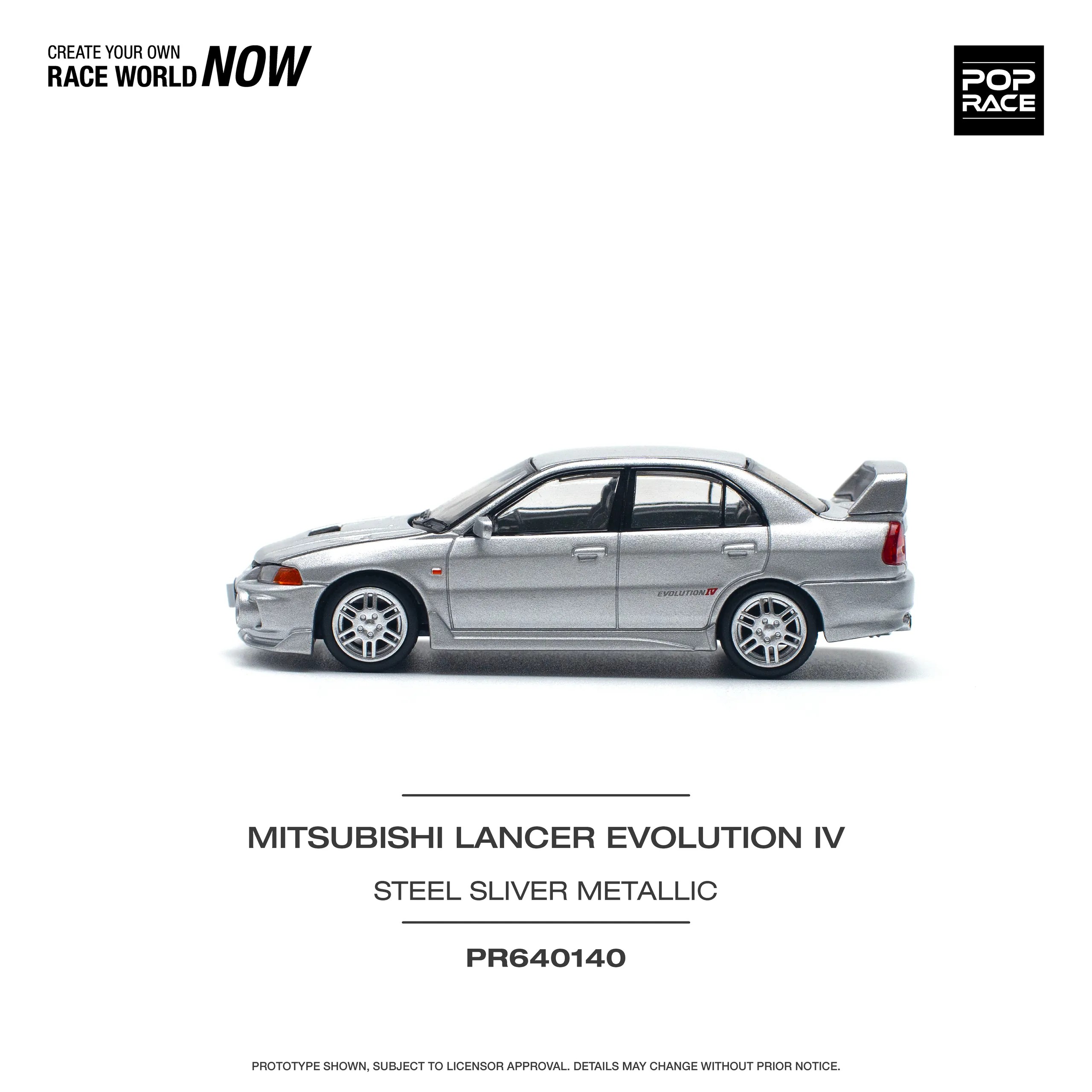 Pop Race Mitsubishi Lancer Evolution IV Steel Silver Metallic - PR64-0140