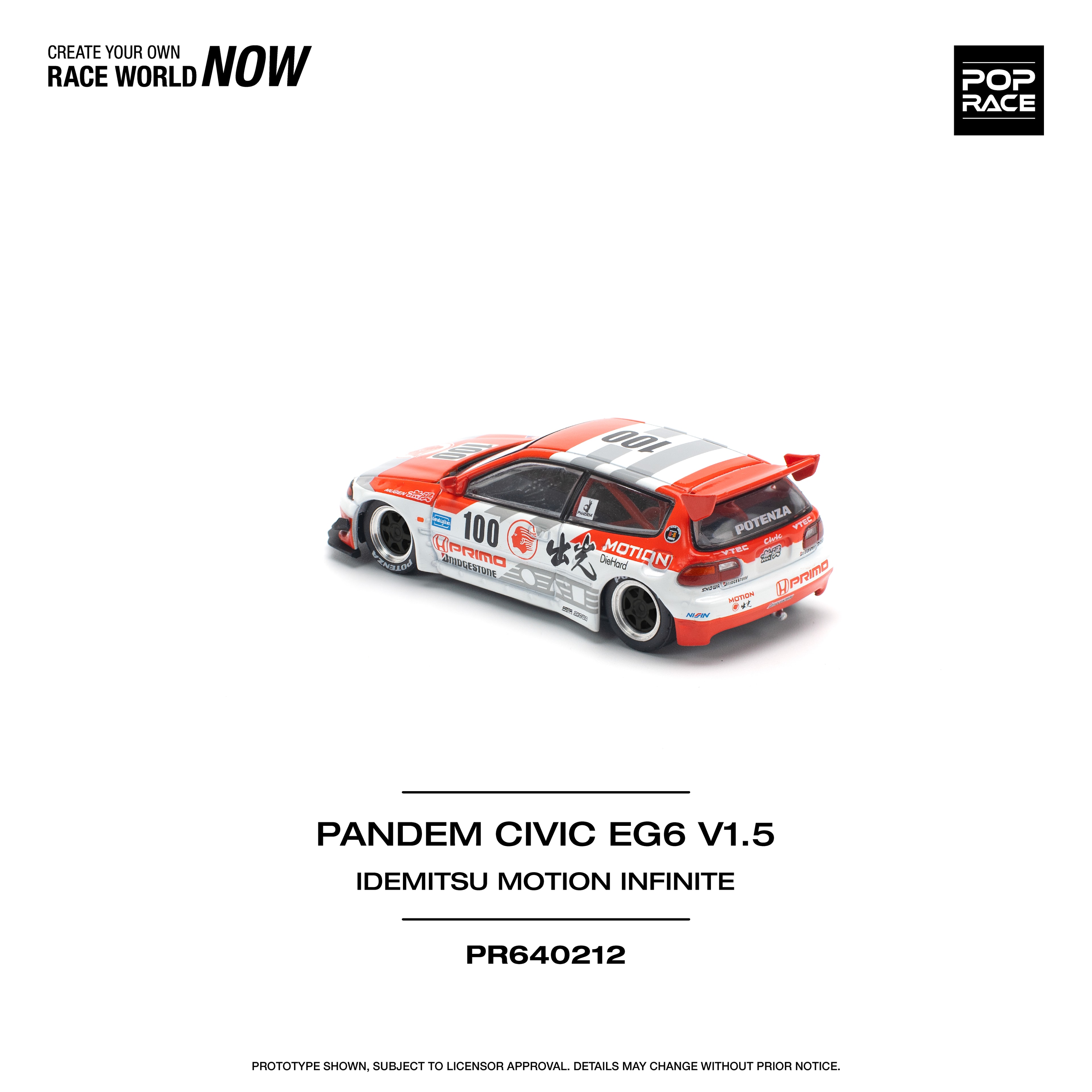 Pop Race Pandem Civic EG6 V1.5 Idemitsu Motion Infinite -PR64-0212