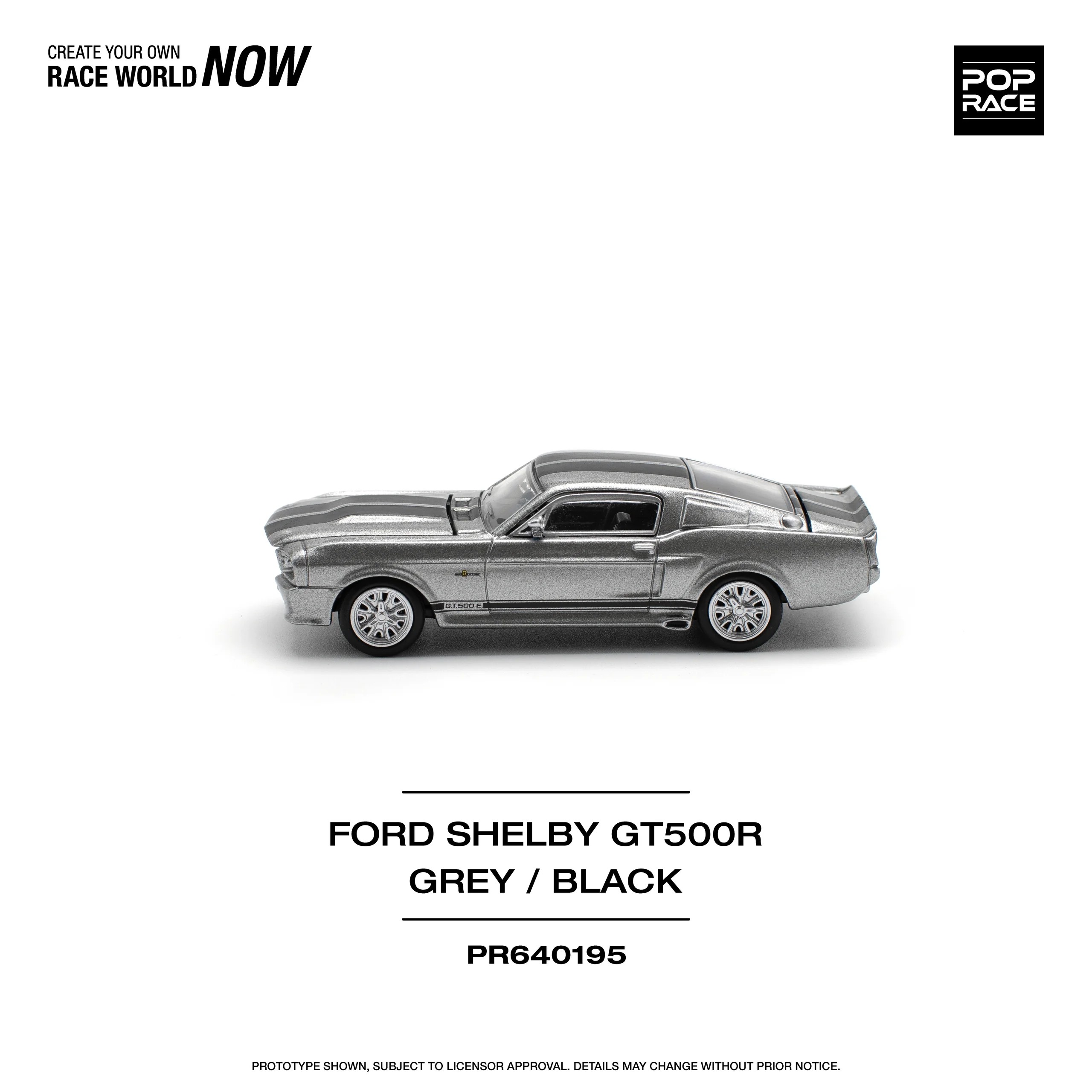Pop Race 1967 Shelby Mustang GT500 - Grey/Black -PR64-0195