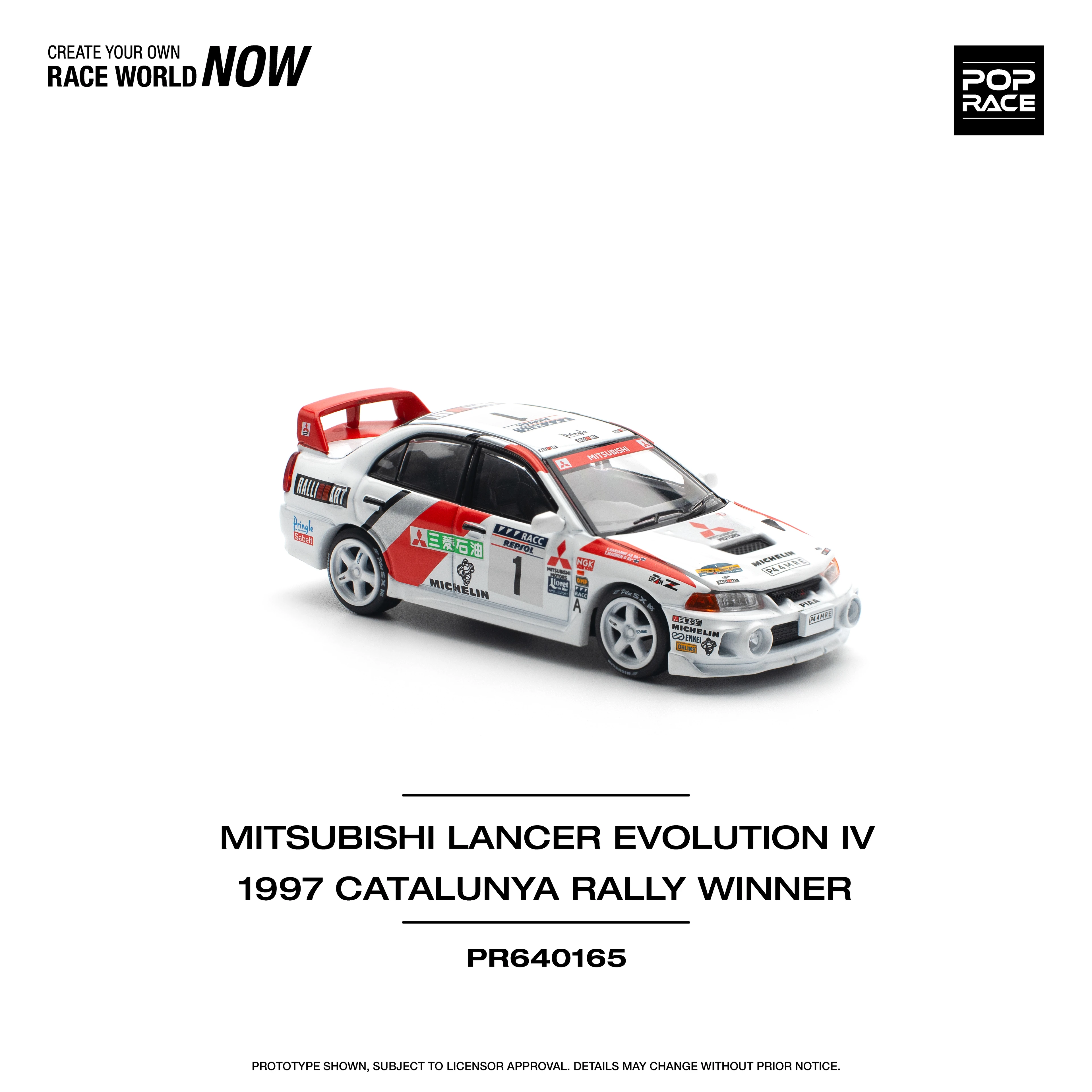 Pop Race Mitsubishi Lancer Evolution IV 1997 Catalunya Rally Winner -PR64-0165