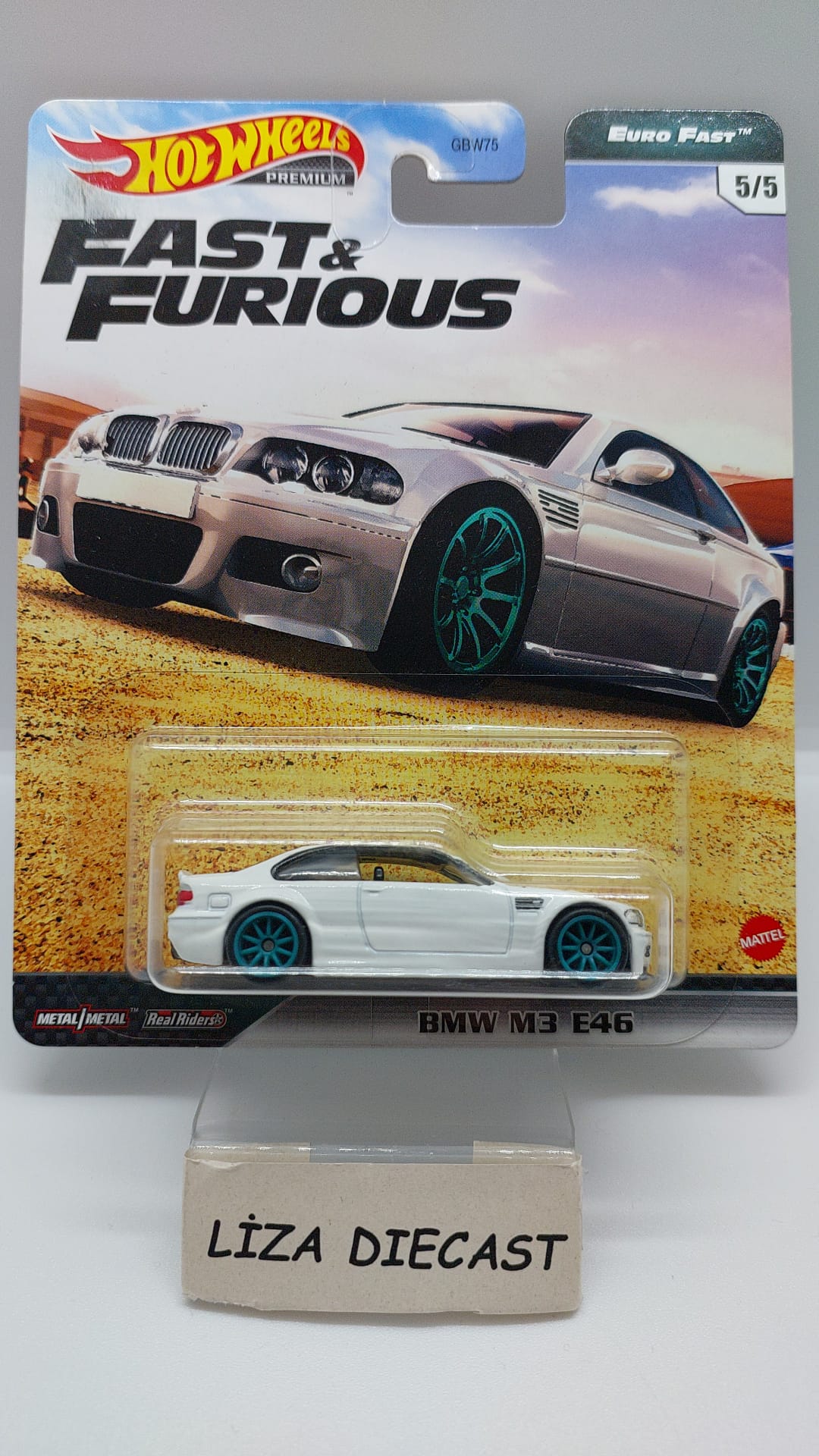 Hot Wheels Premium Fast & Furious Euro Fast Bmw M3 E46 Beyaz -GPK52 (Y.D.) + Koruma Kabı
