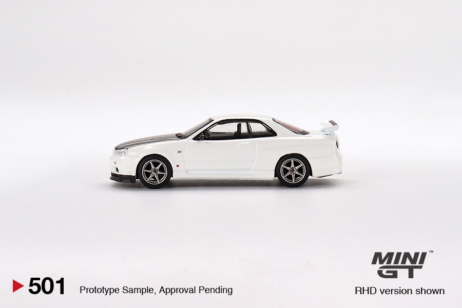 Mini GT Nissan Skyline GT-R (R34) V-Spec II N1 White #501