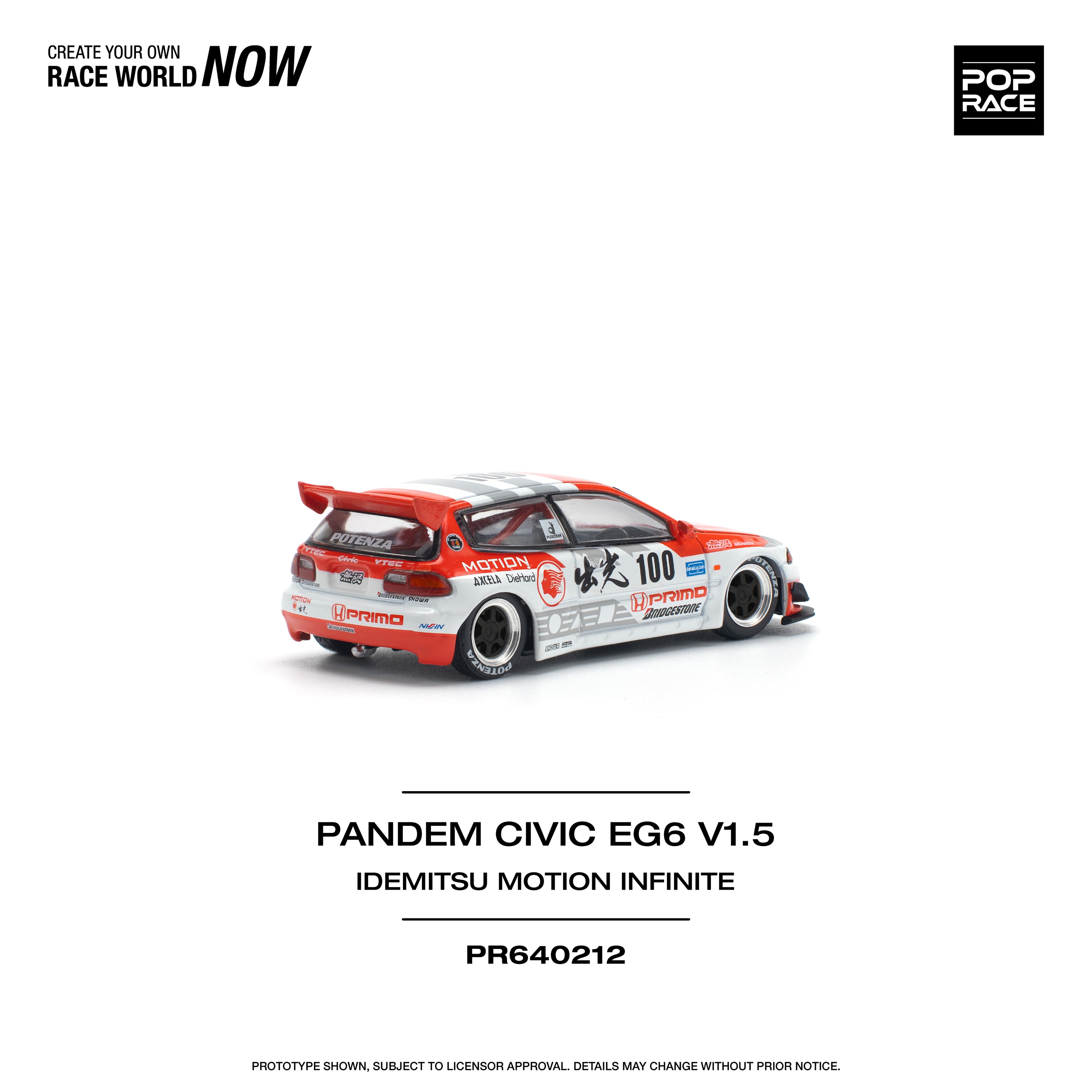 Pop Race Pandem Civic EG6 V1.5 Idemitsu Motion Infinite -PR64-0212