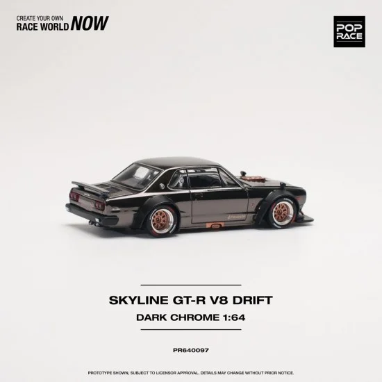 Pop Race Skyline GT-R V8 Drift (Hakosuka) Dark Chrome -PR64-0097