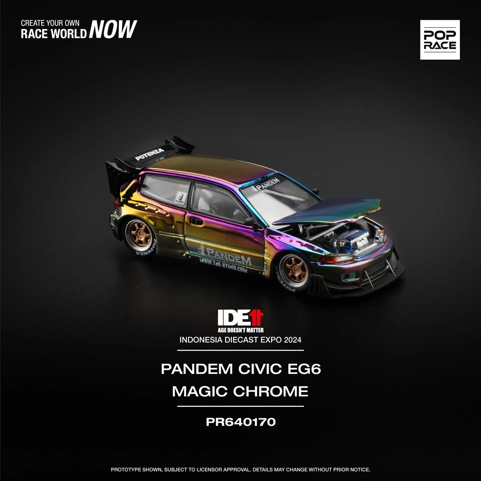 POP RACE – Pandem Civic EG6 v1.5 – Magic Chrome – PR64-0170