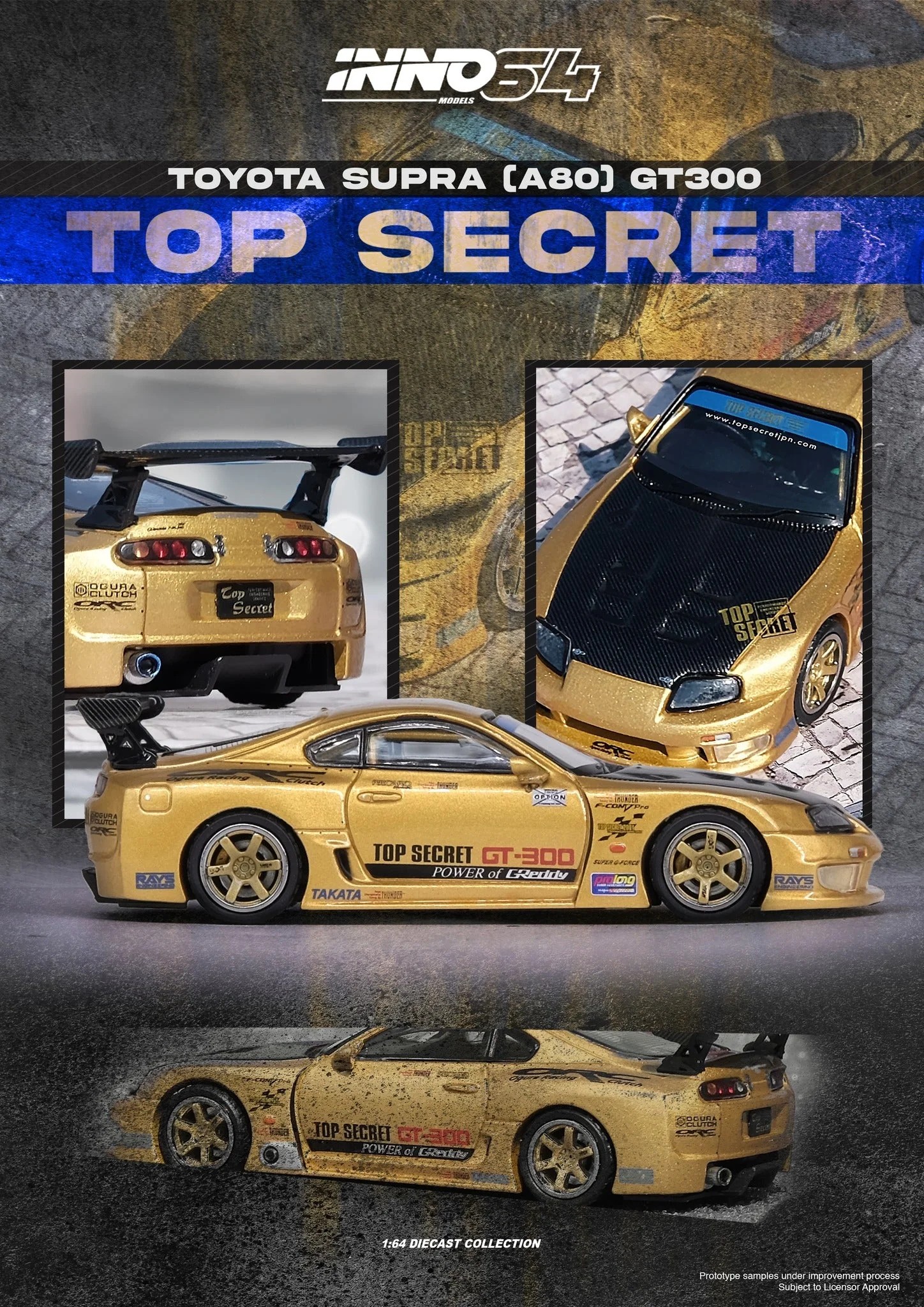 Inno64 Toyota Supra (A80) "Top Secret" GT300 -IN64-A80TS-GOLD -Y.D.