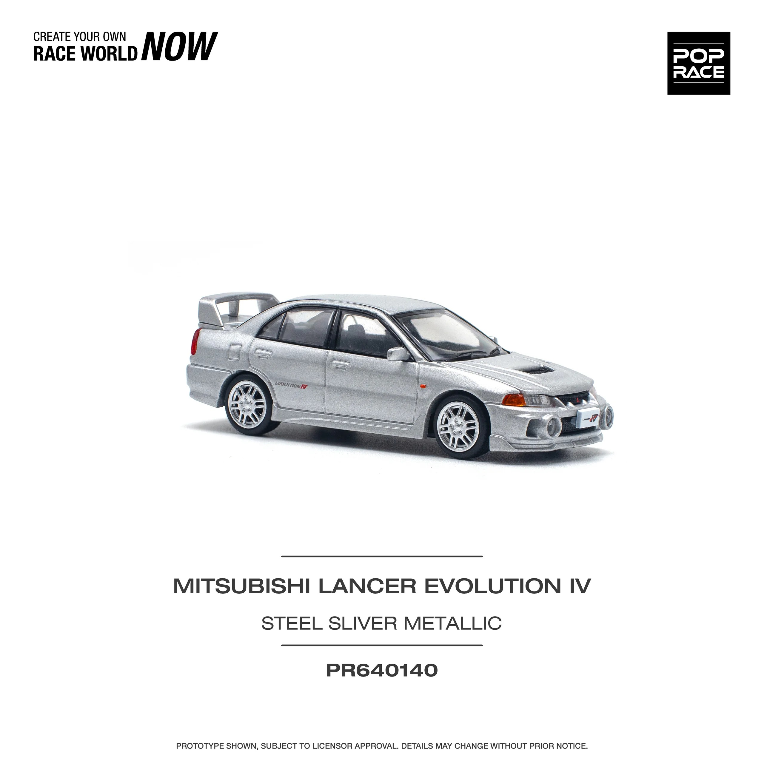 Pop Race Mitsubishi Lancer Evolution IV Steel Silver Metallic - PR64-0140