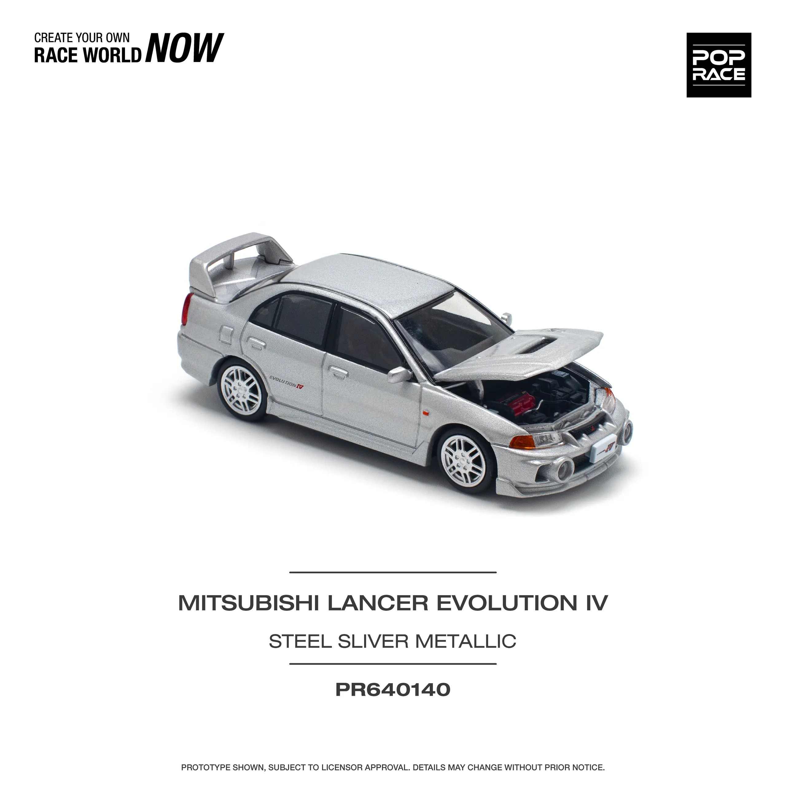Pop Race Mitsubishi Lancer Evolution IV Steel Silver Metallic - PR64-0140