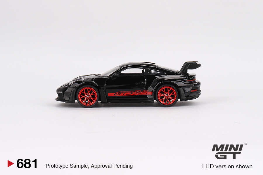 Mini GT 1/64 Porsche 911 (992) GT3 RS Black with Pyro Red -MGT00681-L