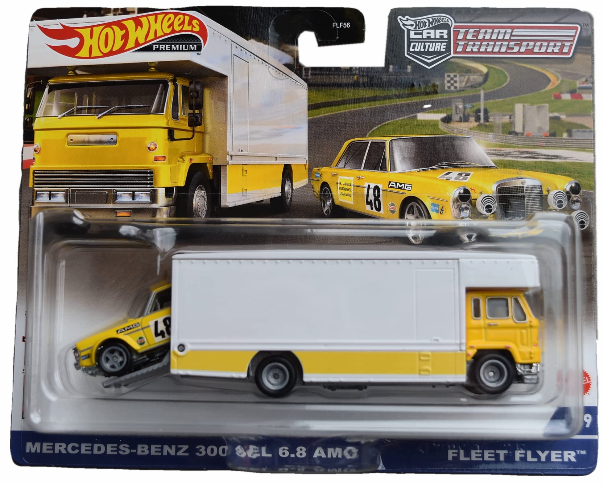 Hot Wheels Premium Team Transport Mercedes-Benz 300 SEL 6.8 AMG & Fleet Flyer -HCR32