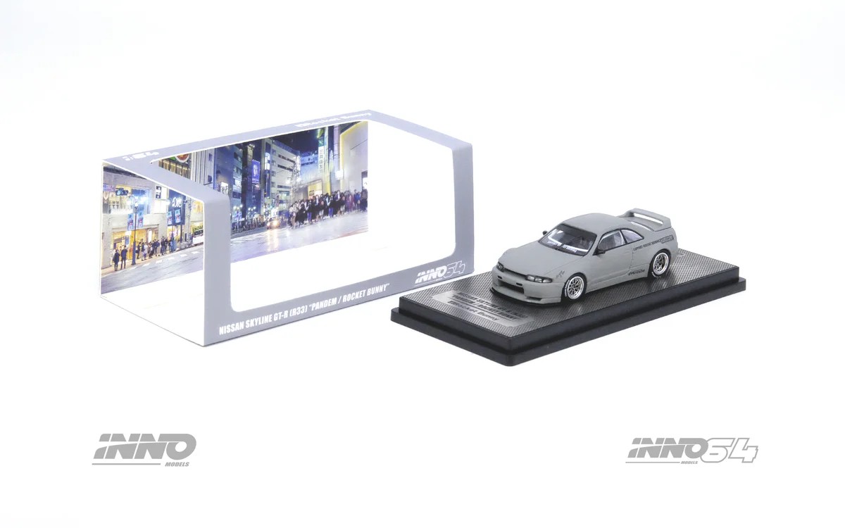 Inno64 Nissan Skyline GT-R (R33) "Pandem / Rocket Bunny" Cement Grey Matte 