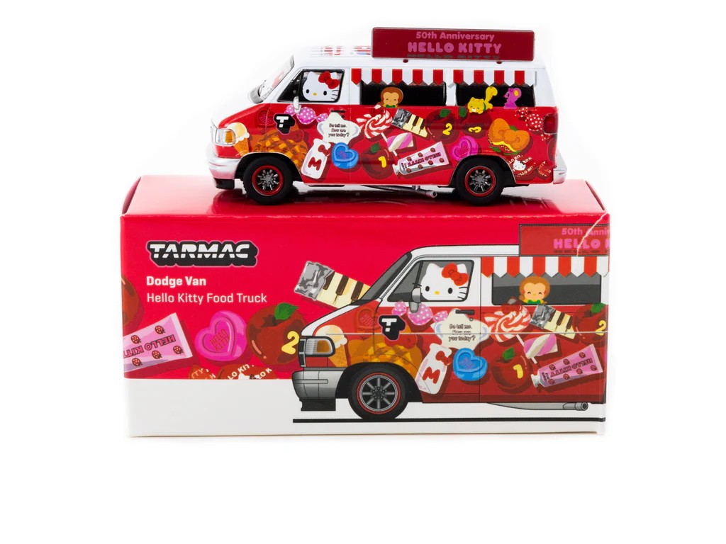 Tarmac Works Dodge Van Hello Kitty Food Truck - GLOBAL64 -T64G-TL032-HK