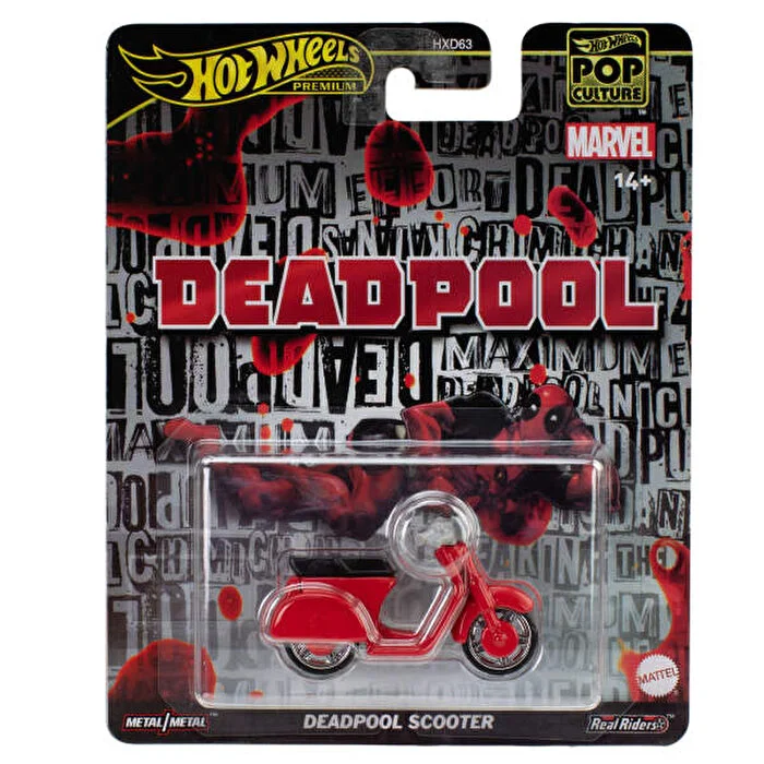 Hot Wheels Pop Culture Marvel Deadpool Scooter -JBL70 + Koruma Kabı