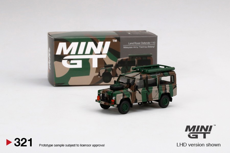 Mini GT Land Rover Defender 110 Malaysian Army "Harimau Belang" -MGT00321-R