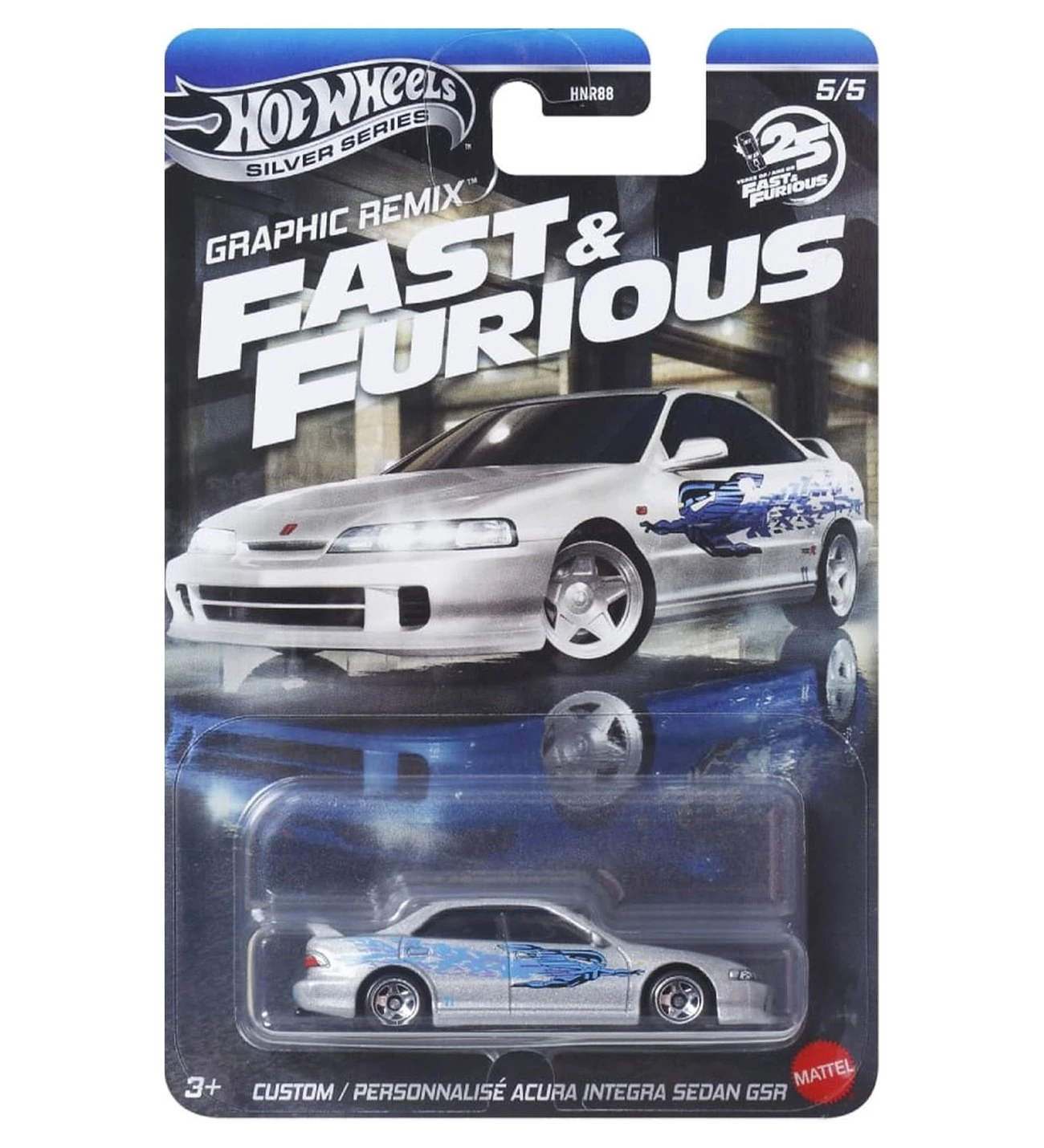 Hot Wheels Silver Series Graphic Remix Fast & Furious Custom / Personnalise Acura Integra Sedan GSR -JBY45 + Koruma Kabı