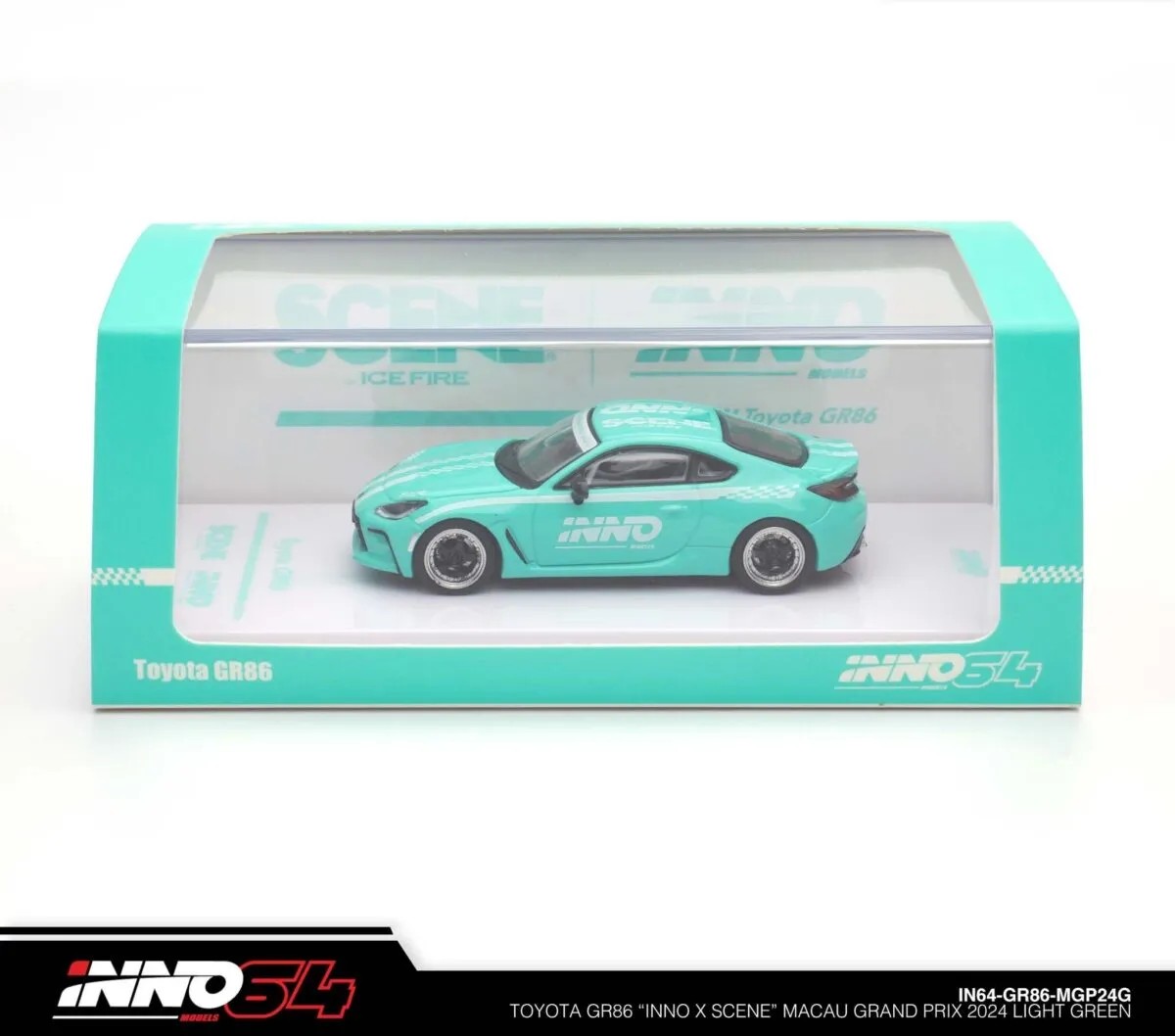 INNO64 1/64 Toyota GR86 "INNO x SCENE" MACAU GRAND PRIX 2024 Light Green -IN64-GR86-MGP24G