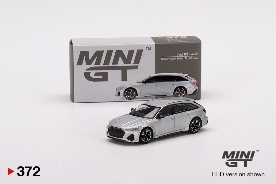 Mini GT Audi RS 6 Avant Carbon Black Edition Florett Silver -MGT00372-L