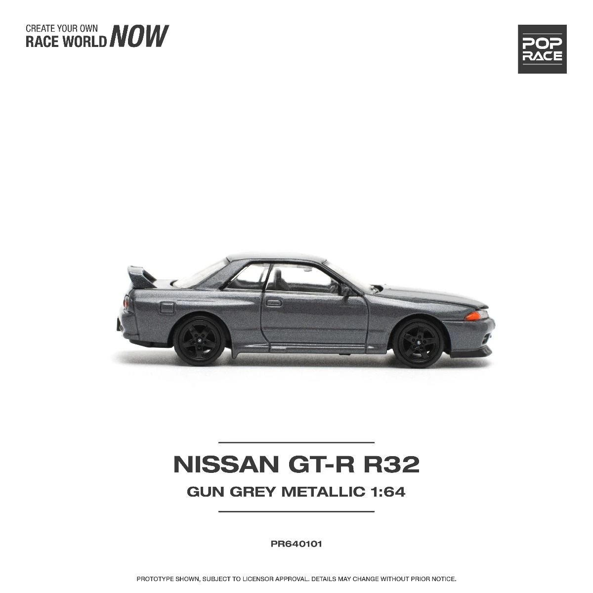 Pop Race GTR R32 Gun Grey Metallic -PR64-0101