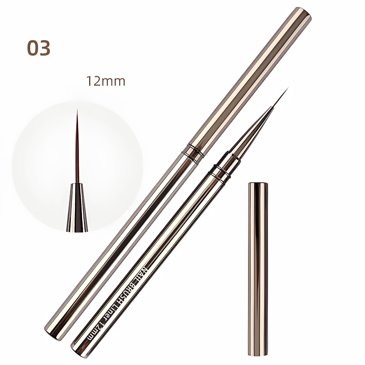  Tırnak Desen Fırçası Kapaklı Profesyonel Tırnak Nail Art Fırçası 9/12/18mm - 12mm
