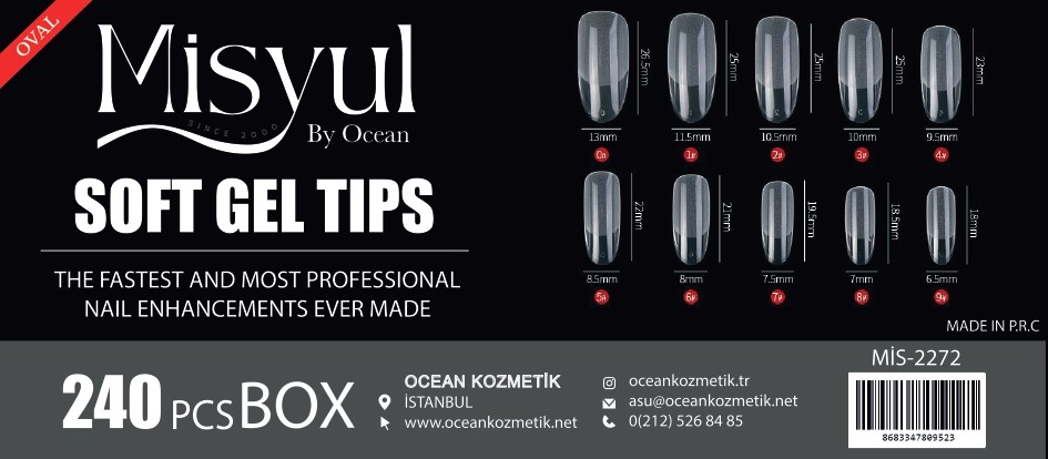  Soft Jel Tips Protez Tırnak Tips Uzatma Yeni Nesil 240 Adet - 2272