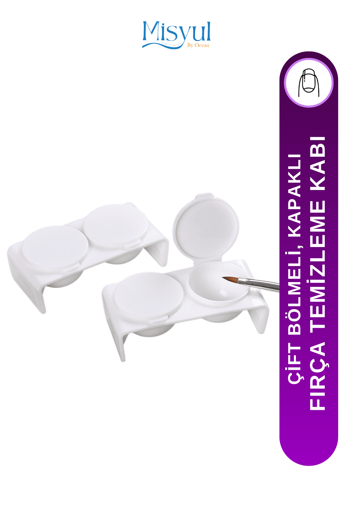 Fırça Temizleme Kabı Çift Hazneli – Hijyenik ve Pratik Fırça Temizliği!