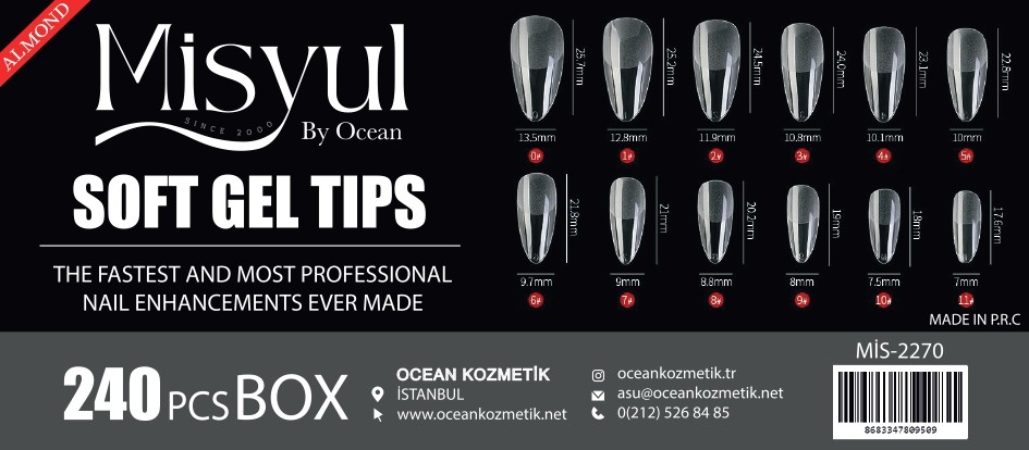  Soft Jel Tips Protez Tırnak Tips Uzatma Yeni Nesil 240 Adet - 2270