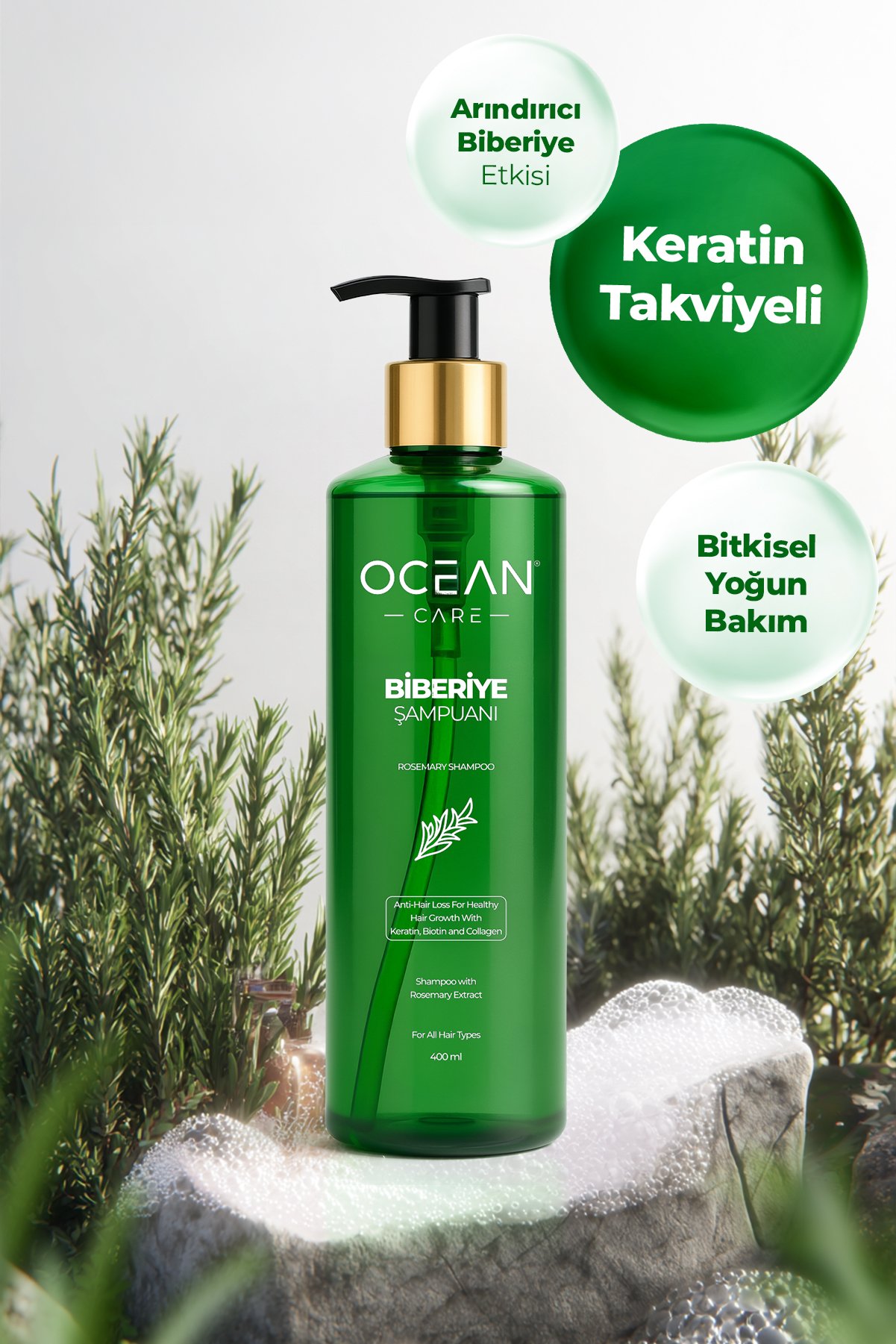 Biberiye Şampuanı Dökülme Karşıtı ve Hızlı Uzamaya Yardımcı Biotin ve Argan Özlü 400 ml
