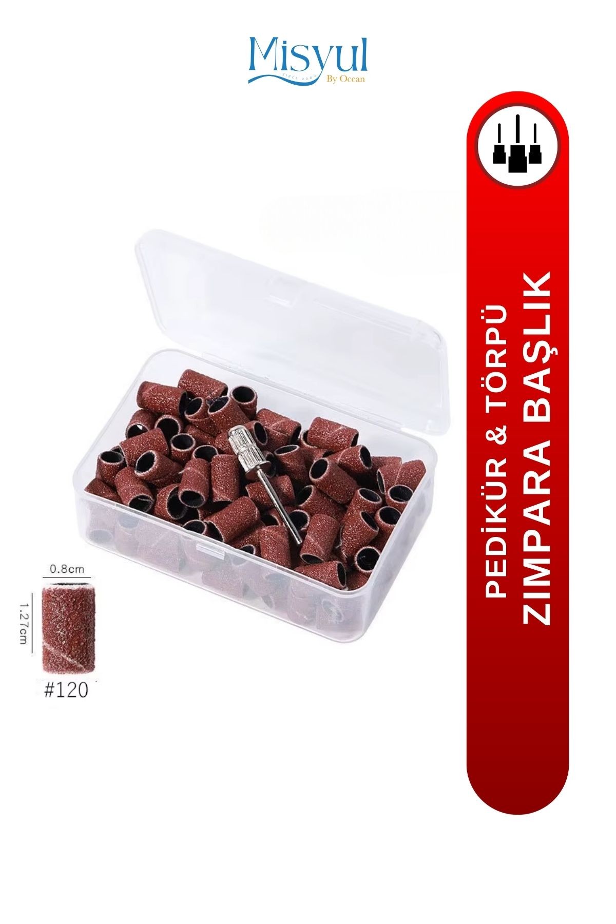 Zımpara Pedikür & Törpü İşlemlerine Uygun 1 Adet Başlık 100 Adet Zımpara - #120