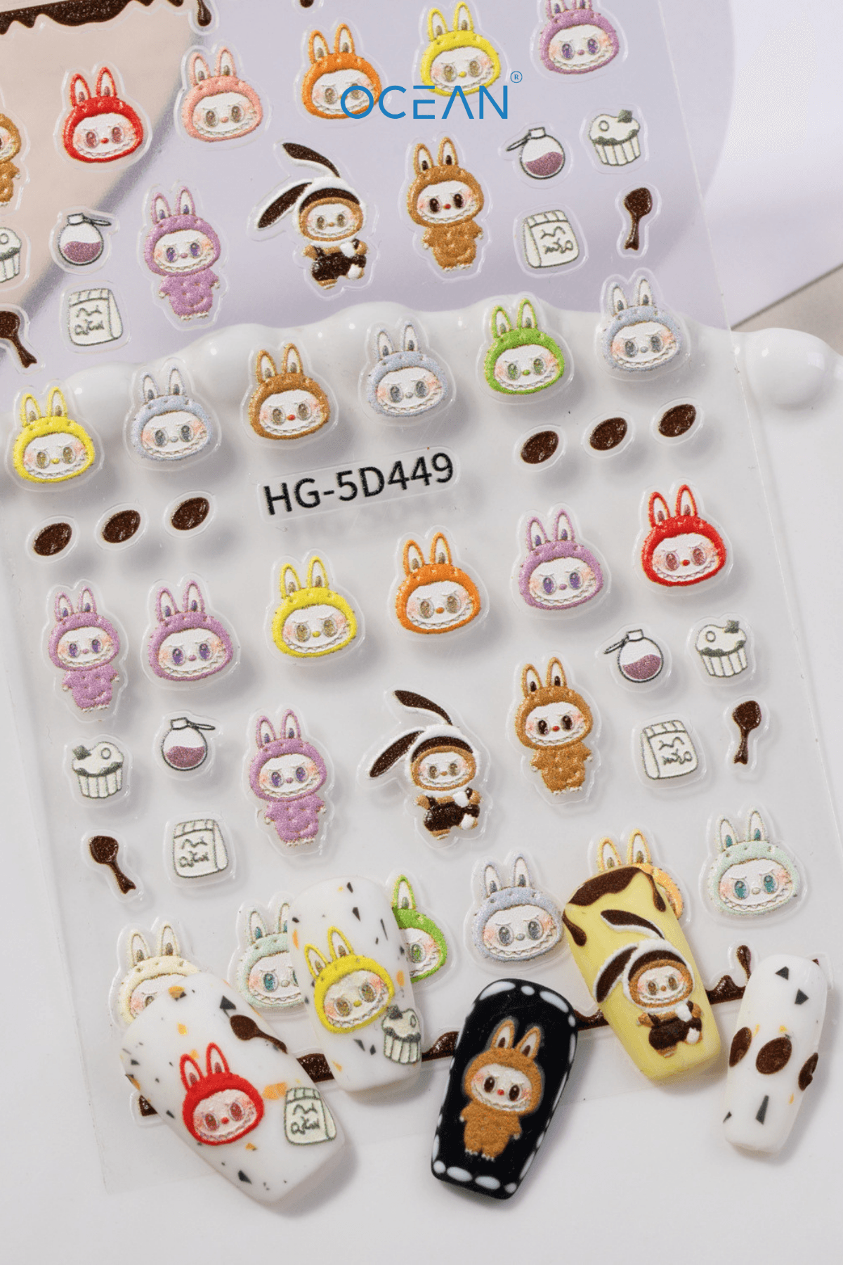Labubu Tırnak Sticker Protez Tırnak Kalıcı Oje Süsleme, Nail Art Sticker