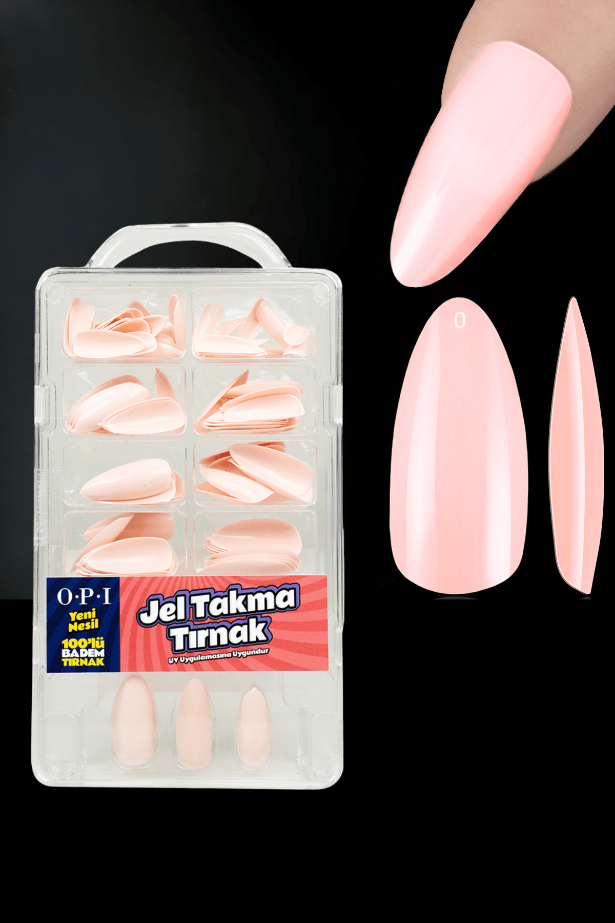Takma Tırnak 100 Adet Kutulu Protez Etkili Jel Takma Tırnak - Pembe 100'lü
