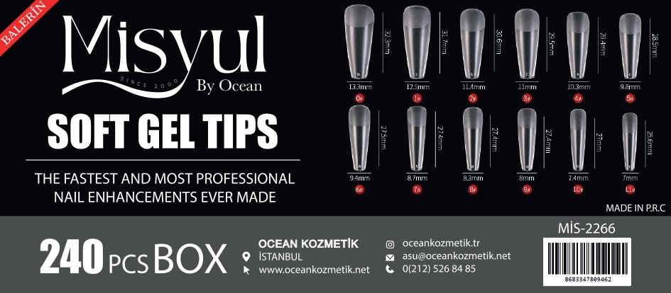  Soft Jel Tips Protez Tırnak Tips Uzatma Yeni Nesil 240 Adet - 2266