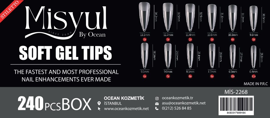  Soft Jel Tips Protez Tırnak Tips Uzatma Yeni Nesil 240 Adet - 2268