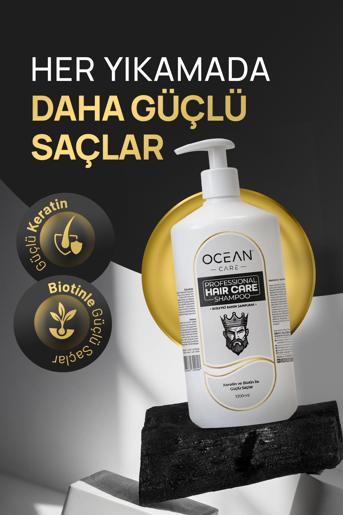 Keratin & Biotin Destekli Profesyonel Bakım Şampuanı 1000 ML – Canlı Renk Koruma & Onarıcı Etki