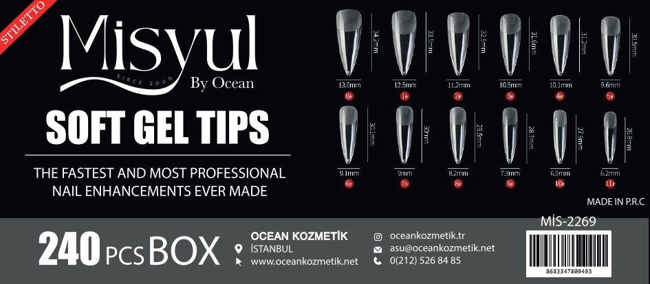  Soft Jel Tips Protez Tırnak Tips Uzatma Yeni Nesil 240 Adet - 2269