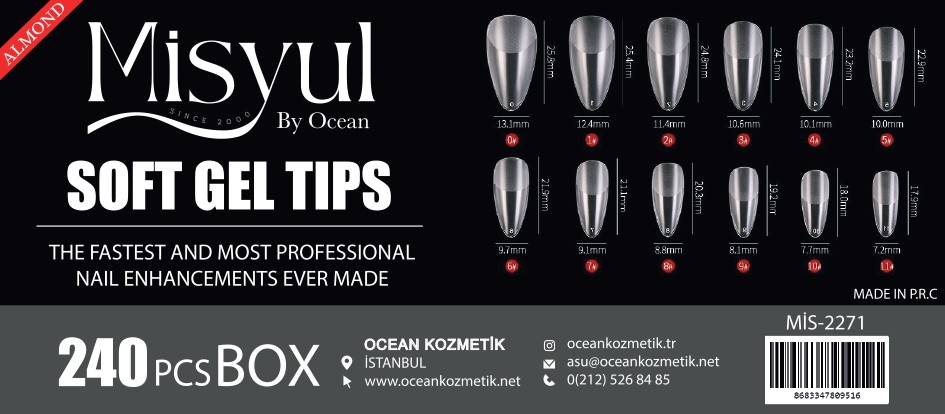  Soft Jel Tips Protez Tırnak Tips Uzatma Yeni Nesil 240 Adet - 2271