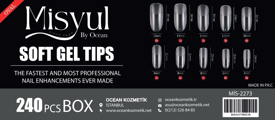  Soft Jel Tips Protez Tırnak Tips Uzatma Yeni Nesil 240 Adet - 2273