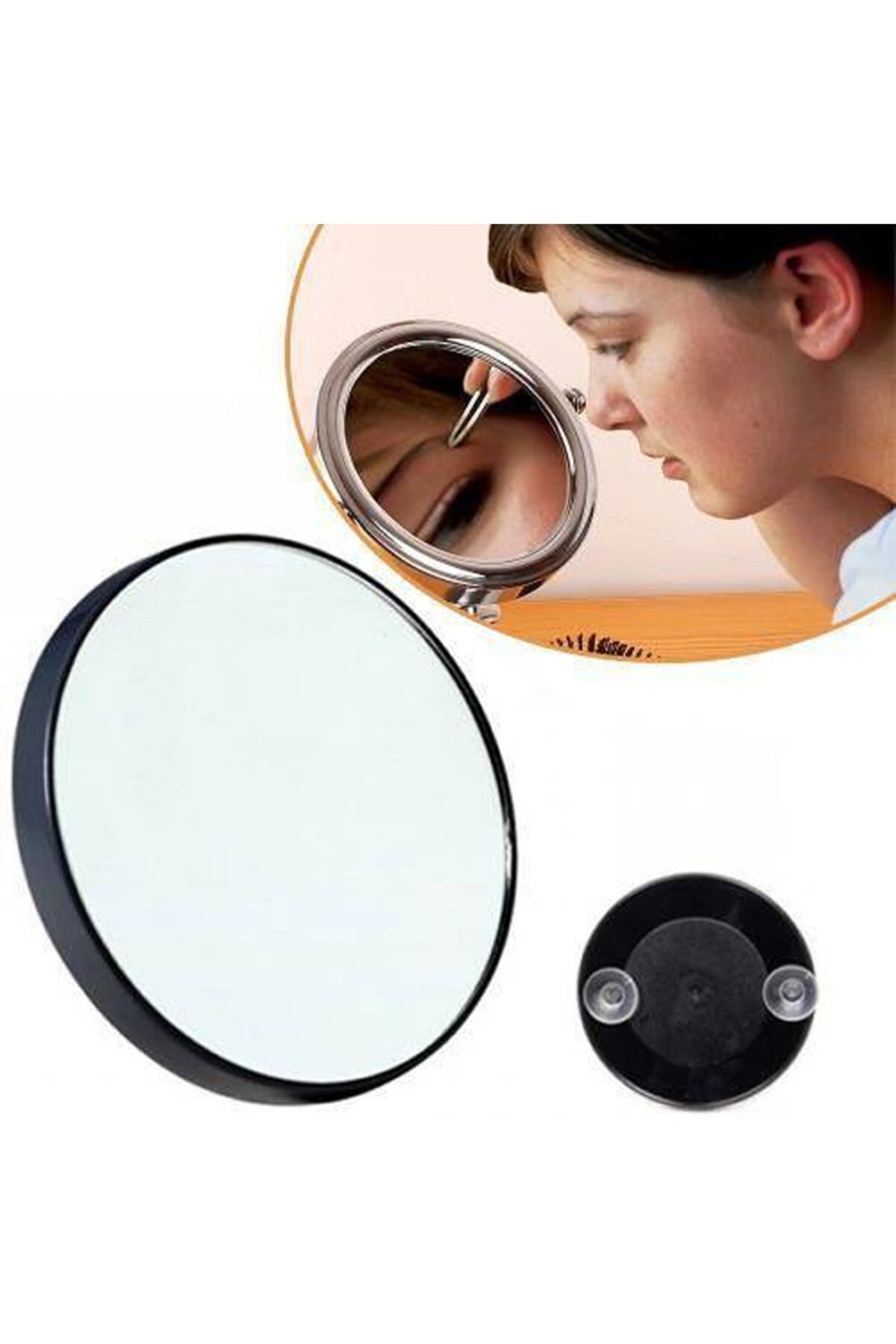 Büyüteçli Vantuzlu Ayna, 15X Büyüteç Makyaj Aynası, Sabitlenebilir, Pratik Kullanışlı 9cm