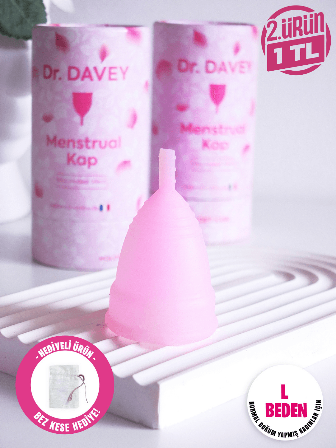 Regl Kabı Menstrual Kap,Medikal Silikon,Sürekli Kullanılabilir,Çevre Dostu Large-Pembe