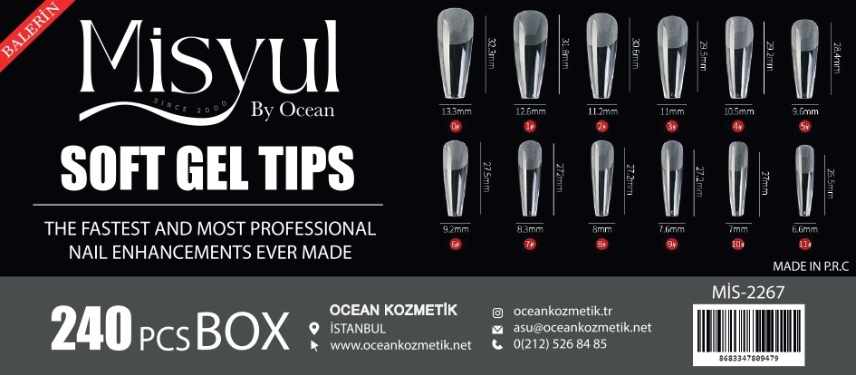  Soft Jel Tips Protez Tırnak Tips Uzatma Yeni Nesil 240 Adet - 2267
