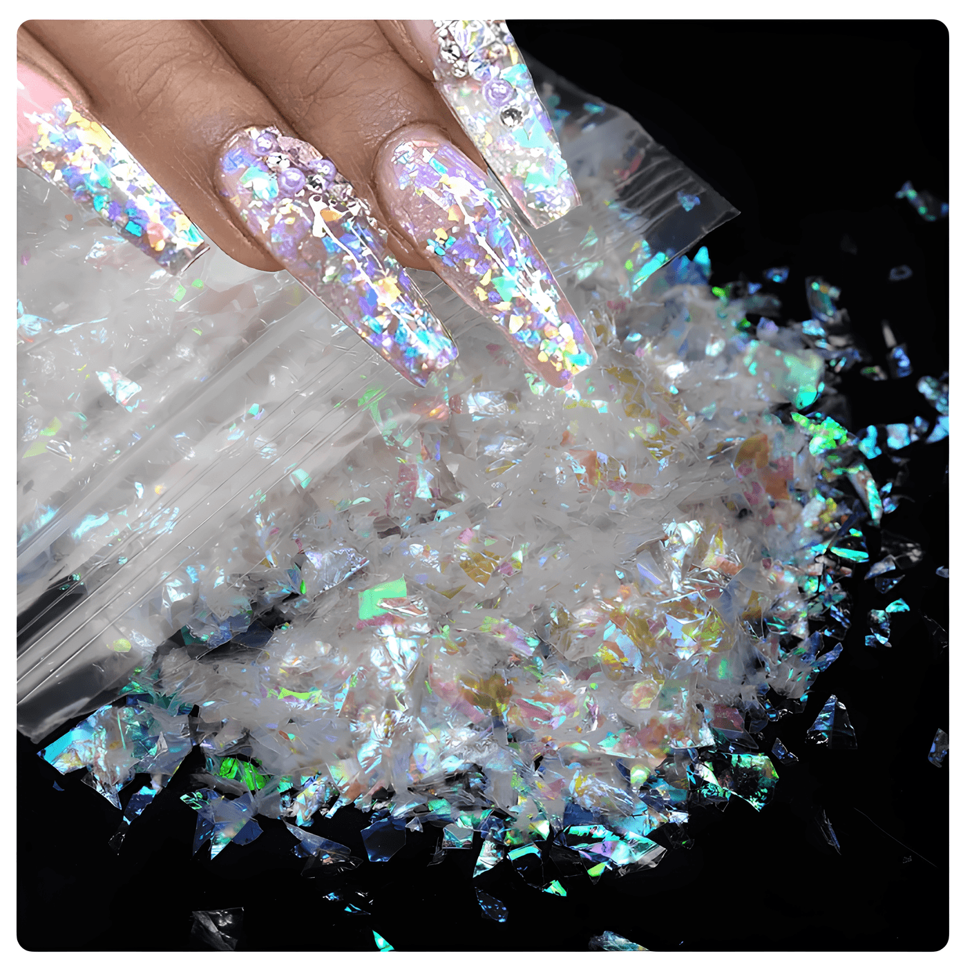  Tırnak Folyo Hologram Yansımalı Tırnak Süsü Nail Art Kırık Folyo