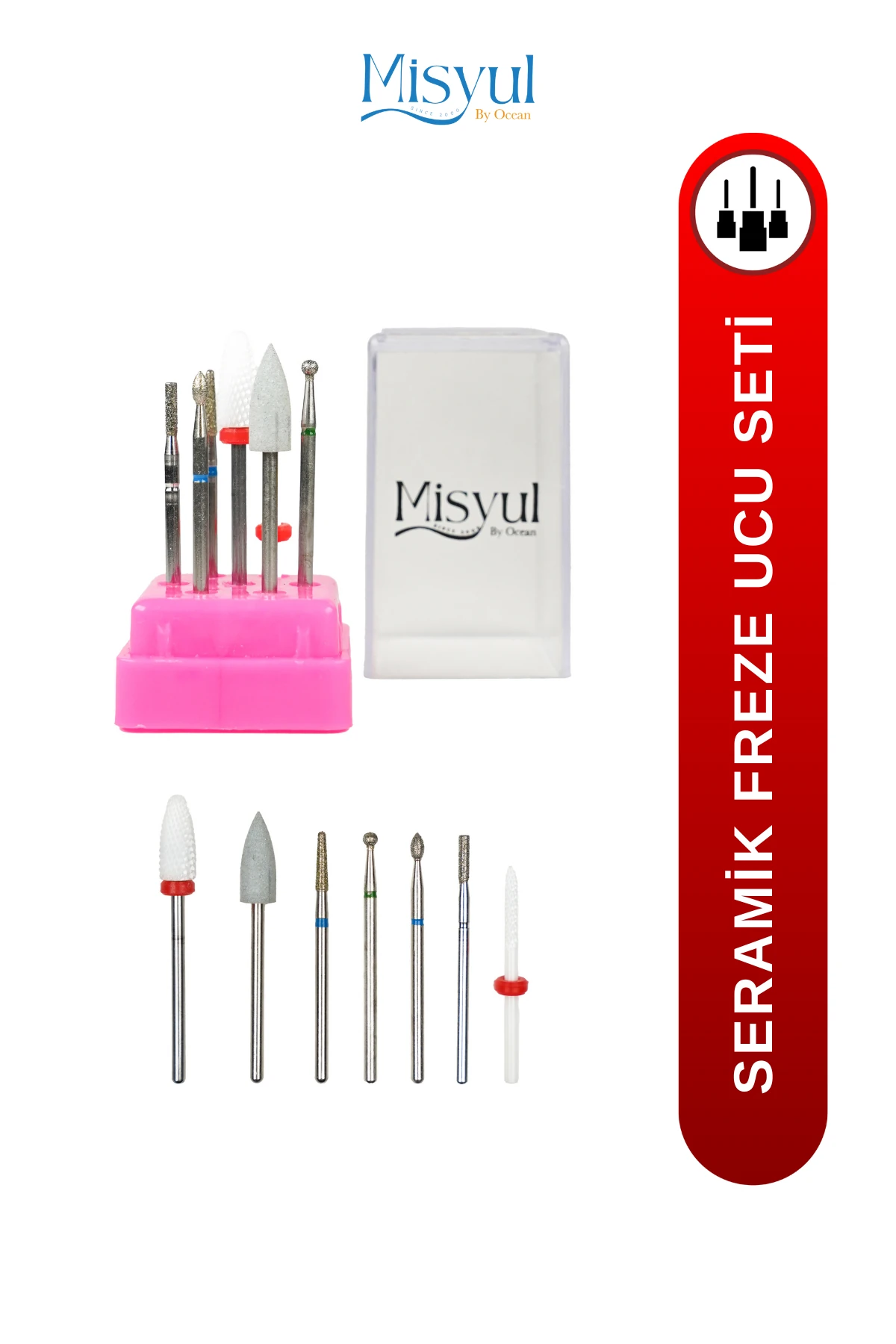  Seramik Freze Ucu Seti, Profesyonel, Protez Tırnak Jel Tırnak, Kuru Manikür Kullanımına Uygun