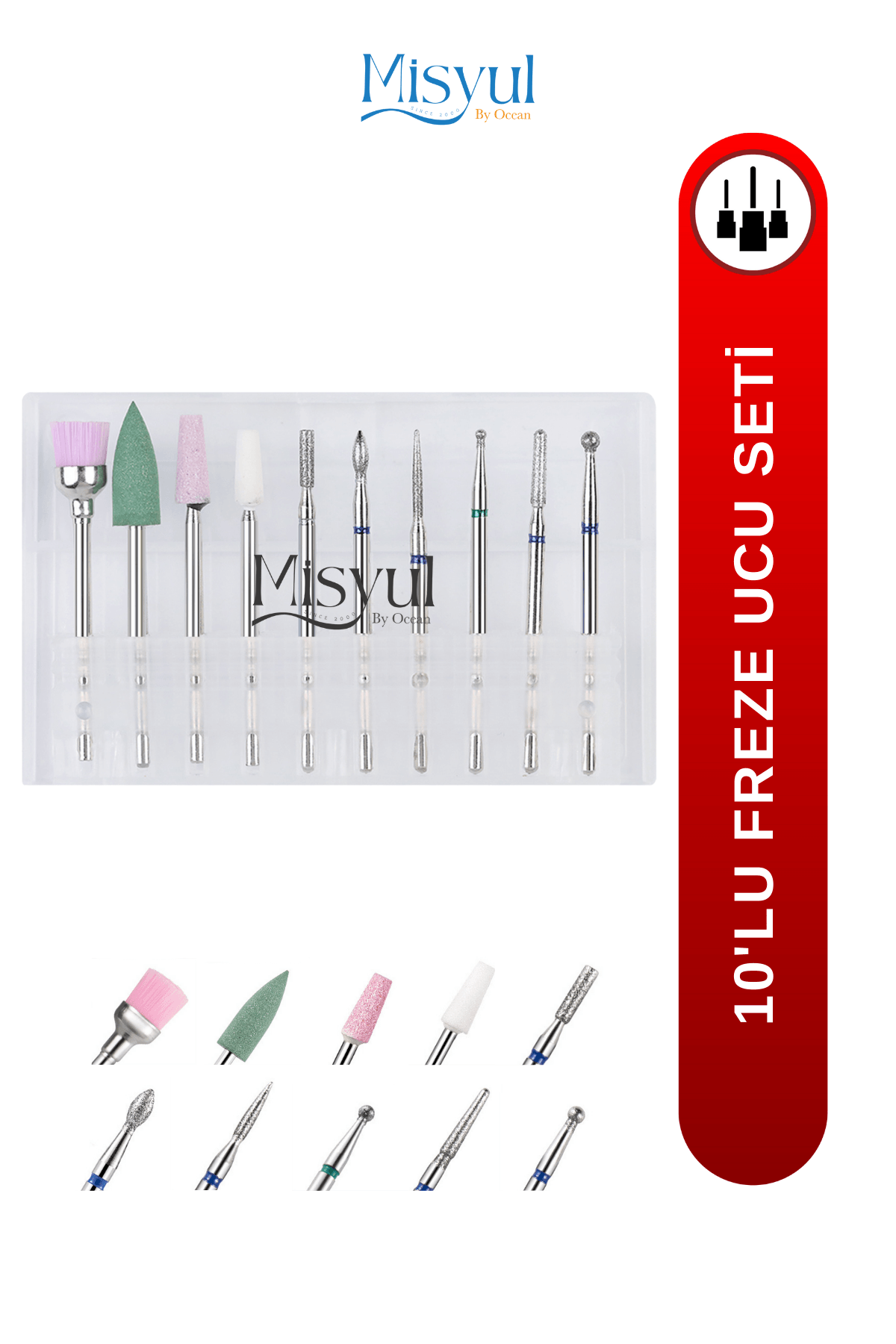 Freze Ucu Seti, Manikür Pedikür Freze Ucu 10'lu Kutulu Set