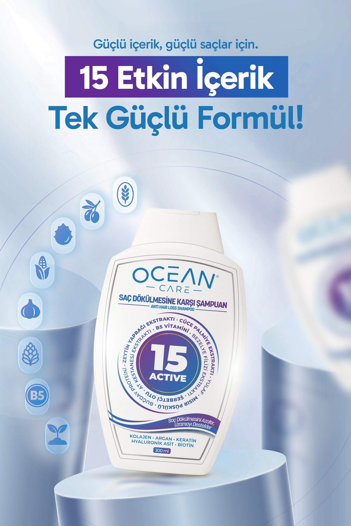 Şampuan 15 Aktifli Saç Dökülmesine Ve Kırılmasına Karşı Güçlendirici Şampuan 300 ml