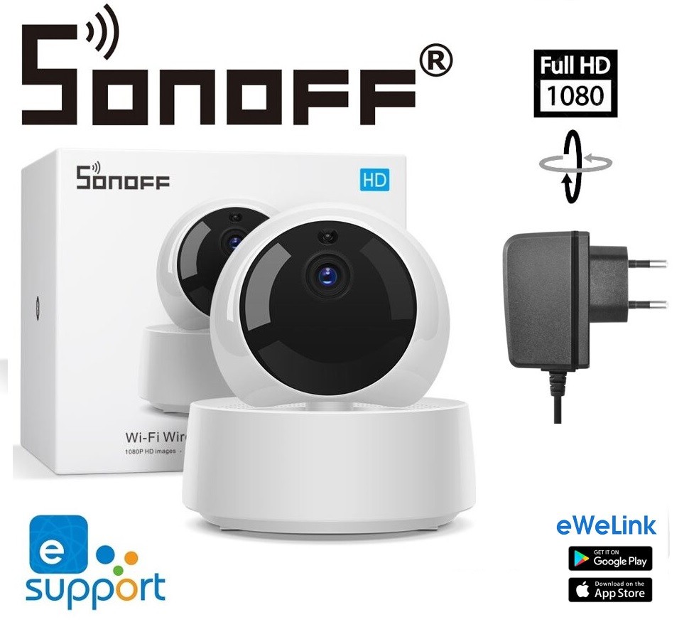 SONOFF GK-200MP2-B - Wi-Fi kablosuz IP güvenlik kamerası + KZ0501200V Adaptör