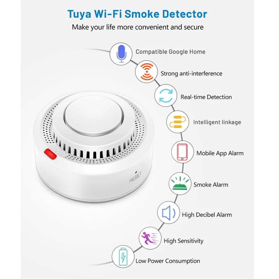 TUYA Wifi Duman dedektörü Duman sensörü 