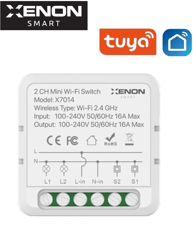 XENON SMART TUYA 2CH Wifi Mini akıllı 2 kanallı switch 16A Işık Anahtarı