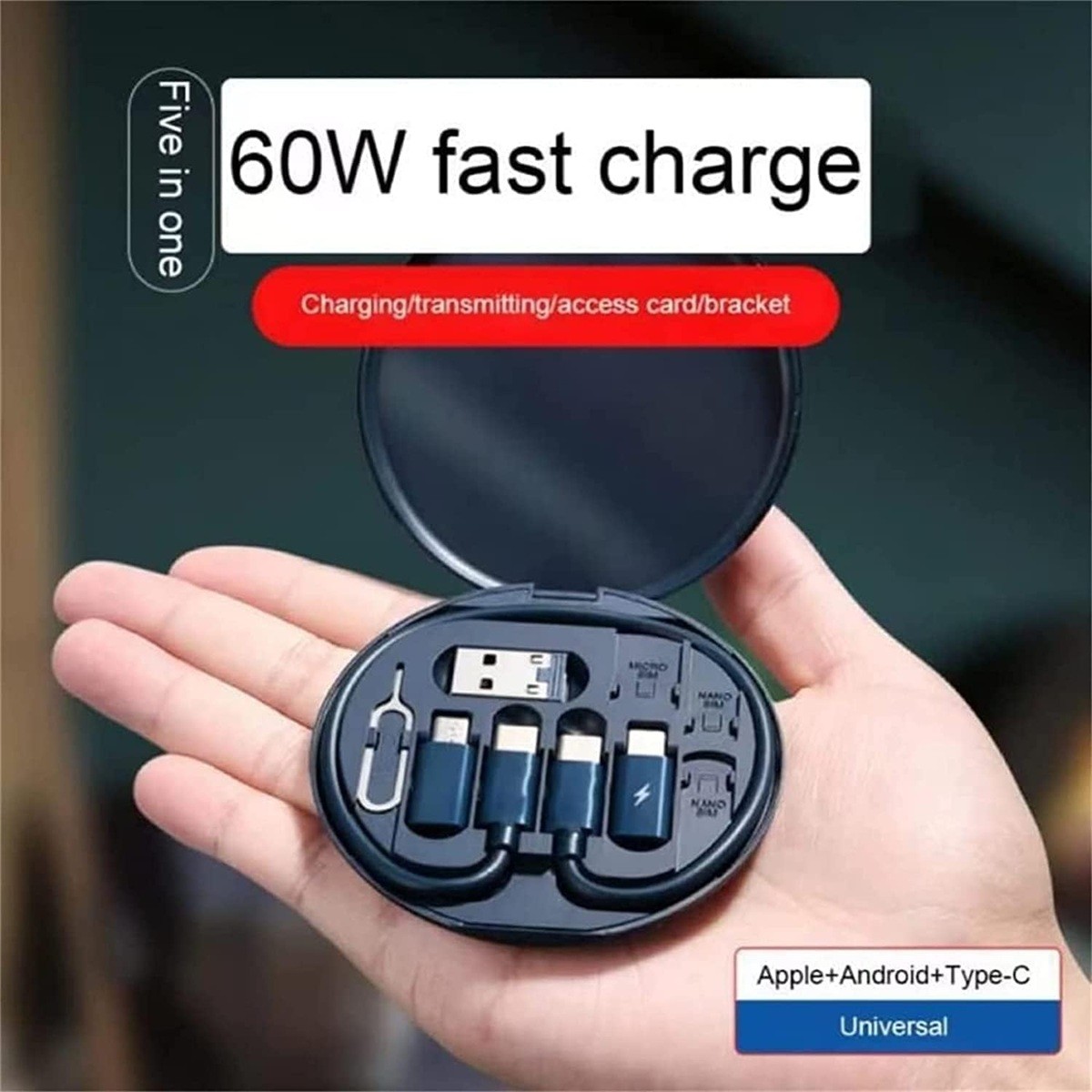 6in1 Super Şarj 60w Şarj Çoklu Şarj USB Adaptör Kiti   Çoklu USB Adaptör Kablo Seyahat Seti