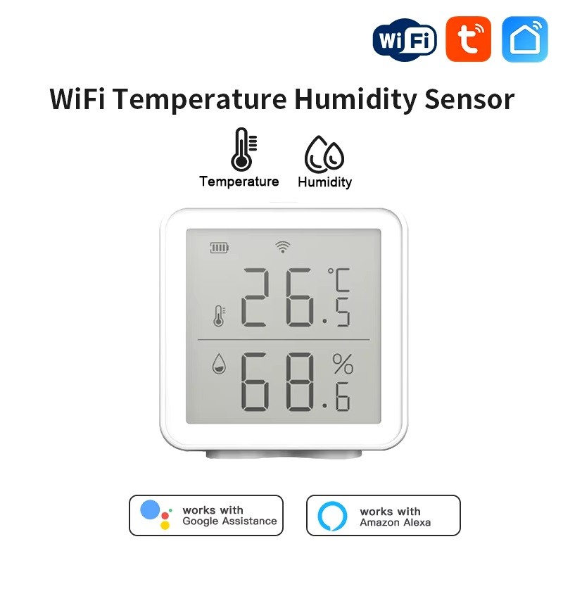 Tuya Wifi Ekranlı Sıcaklık ve Nem Sensörü