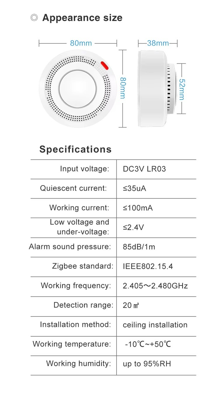 Tuya Akıllı ZigBee Duman Dedektörü 