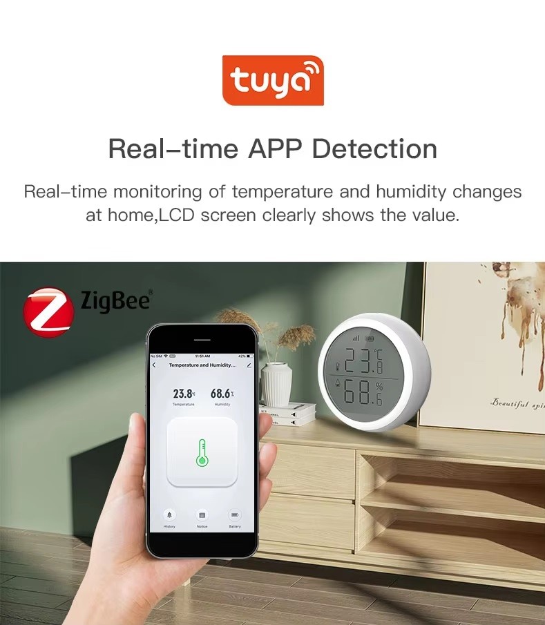 Tuya Zigbee akıllı sıcaklık ve nem sensörü XENON SMART